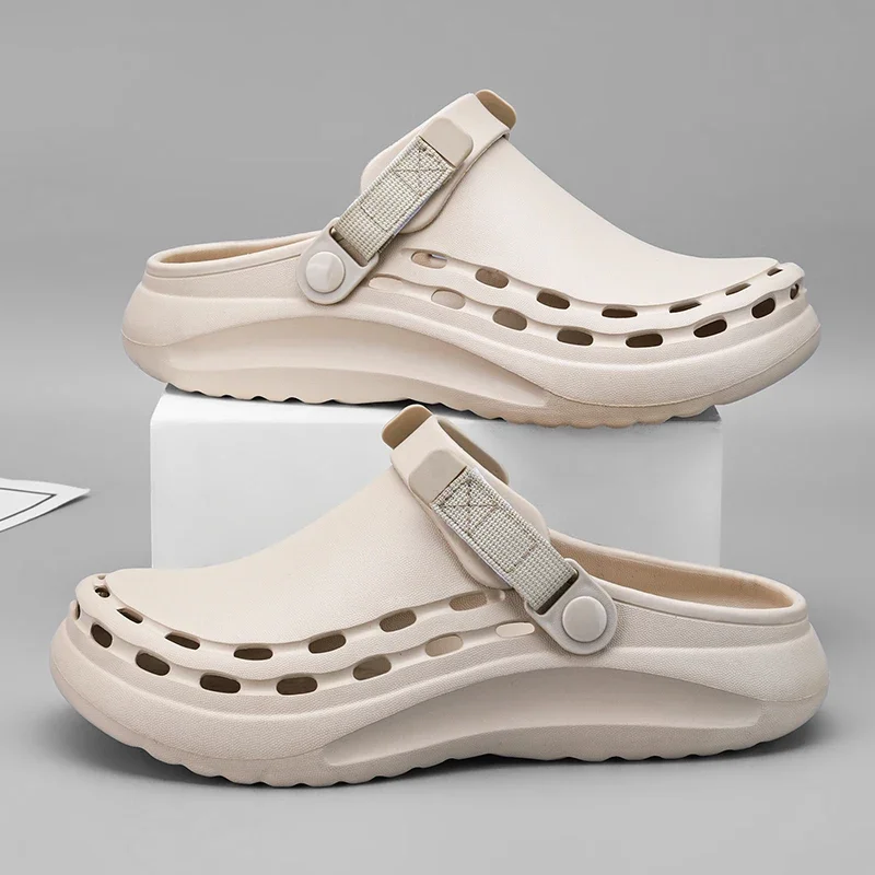 صنادل رجالي سريعة الجفاف من مادة إي في إيه بلون سادة، عصرية وخفيفة الوزن، أساسيات السفر في الهواء الطلق، أحذية الشاطئ، شباشب رجالية غير رسمية #4