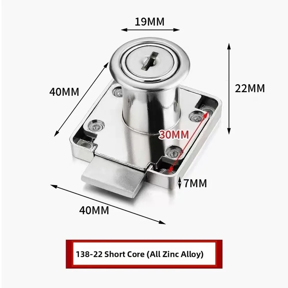 6pcs Zinc Alloy Drawer Locks 22mm Cam Lock Set For Wardrobe Cabinet Office Desk Furniture Security With Keys Silver