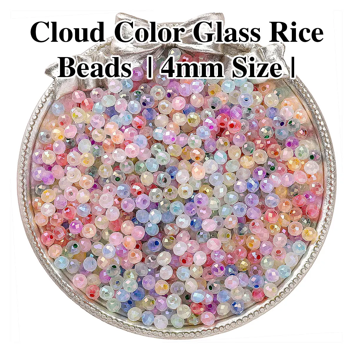 

Стеклянные бусины рис Cloud Color 4 мм 130 шт: граненые круглые бусины с эффектом тумана для создания украшений DIY. Фурнитура для браслетов. Упаковка 10 г премиального стекла для творчества и хобби