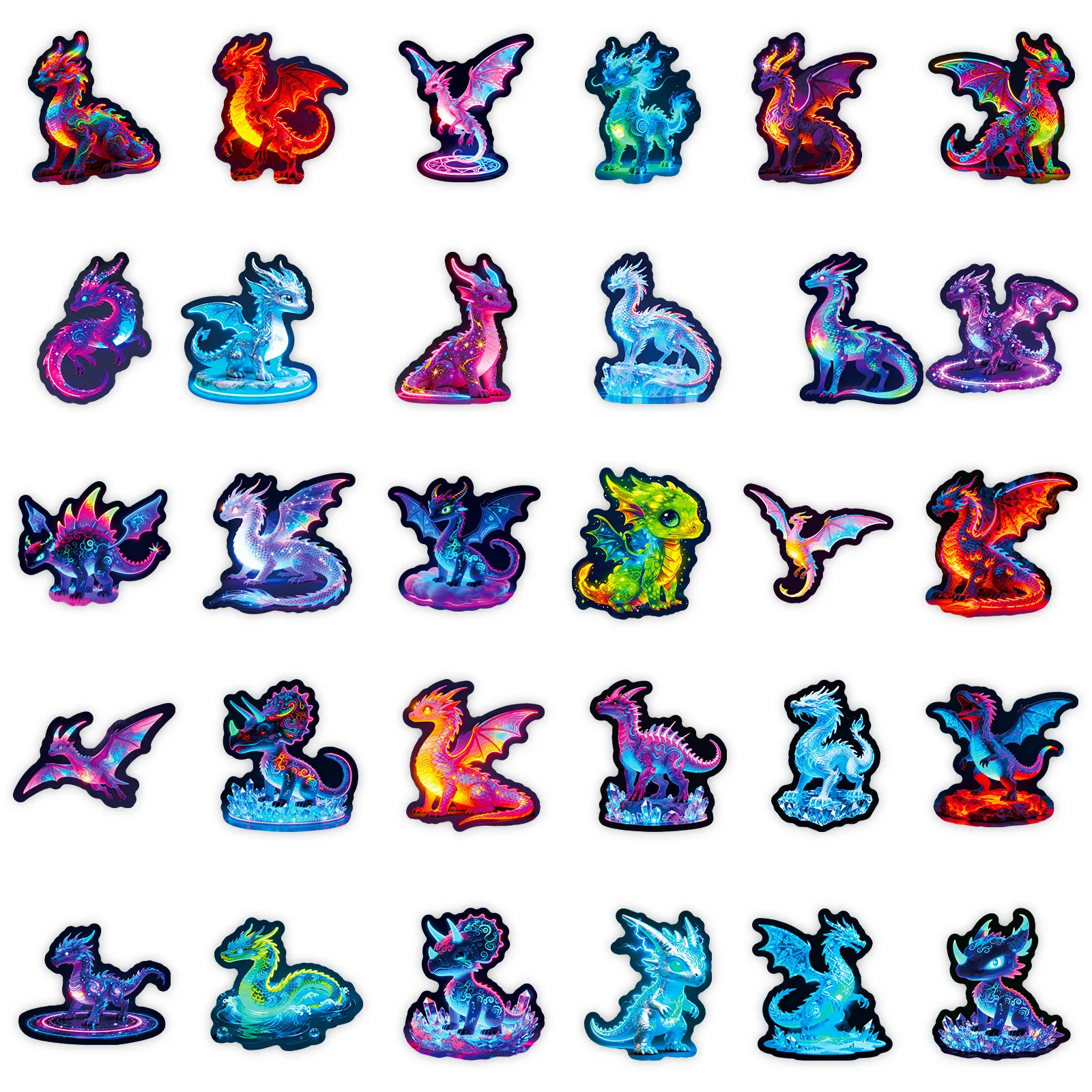 56 Stück coole Neon-Flugdrachen-Graffiti-Aufkleber für DIY-Koffer, Telefon, Gitarre, Laptop, Auto, Motorrad, Skateboard, Kinder-Aufkleber