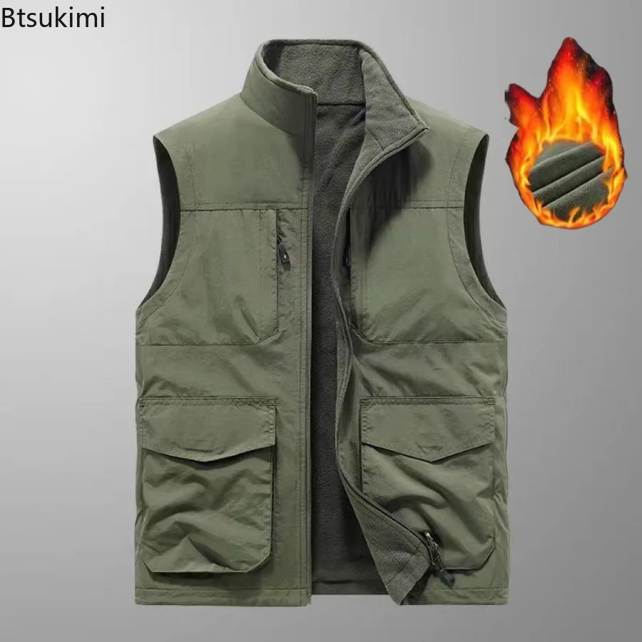 

2024, мужские уличные жилеты для сафари, жилет для рыбалки, путешествий, пешего туризма, куртки, модный повседневный спортивный жилет без рукавов с несколькими карманами, мужской жилет
