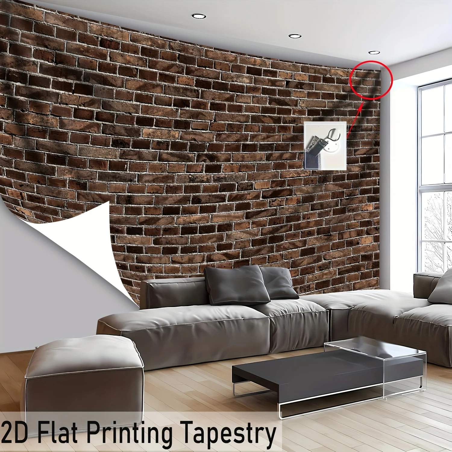 Rustic Exposed Brick Wall Tapestry Decoration Canvas Art Print Industrial Loft Style Home Decor Wallpaper Mural Hanging