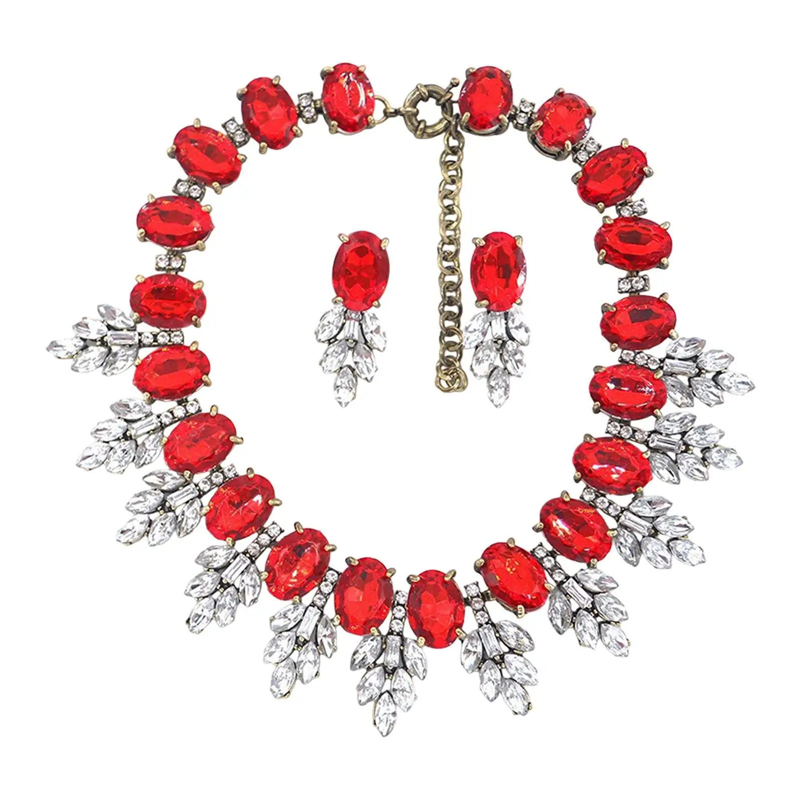Necklace Earrings Set Evening Dress Jewelry Trendy Elegant Decorative Bib Necklace Statment for Party Anniversary Wedding Mom
