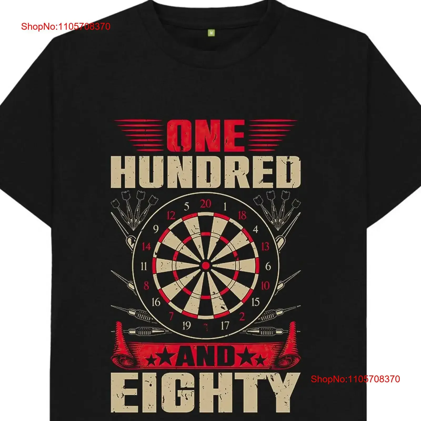 One Hundred And Eighty Darts T Shirt vintage Washed Unisex homme designer clothes Breathable Slightly fashion Comfortable