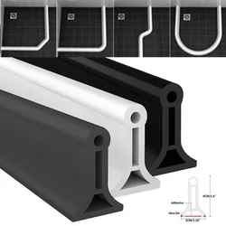 Barrera de agua para ducha, tira de retención de agua flexible de silicona para umbral de puerta de baño, barrera de presa de ducha para lavadora