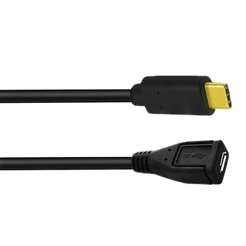 0.25m Gold Plated 90 ° Bend Type-C Male to Micro USB 5Pin Female Mobile Phone Data Charging Adapter USB C-Type Adapter Cable
