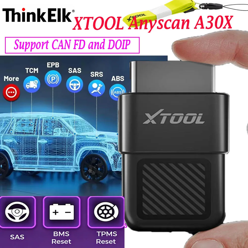 

XTOOL Anyscan A30X Scan Tool Xtool A30x Support CAN FD and DOIP For FCA vehicle OBD2 Scanner Features 26+ Reset Services