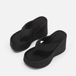 Flip Flops Women Spring/Summer New Fashion Thick Sole Slippers Women's Versatile High Heel Slope Heel Transparent Sandals