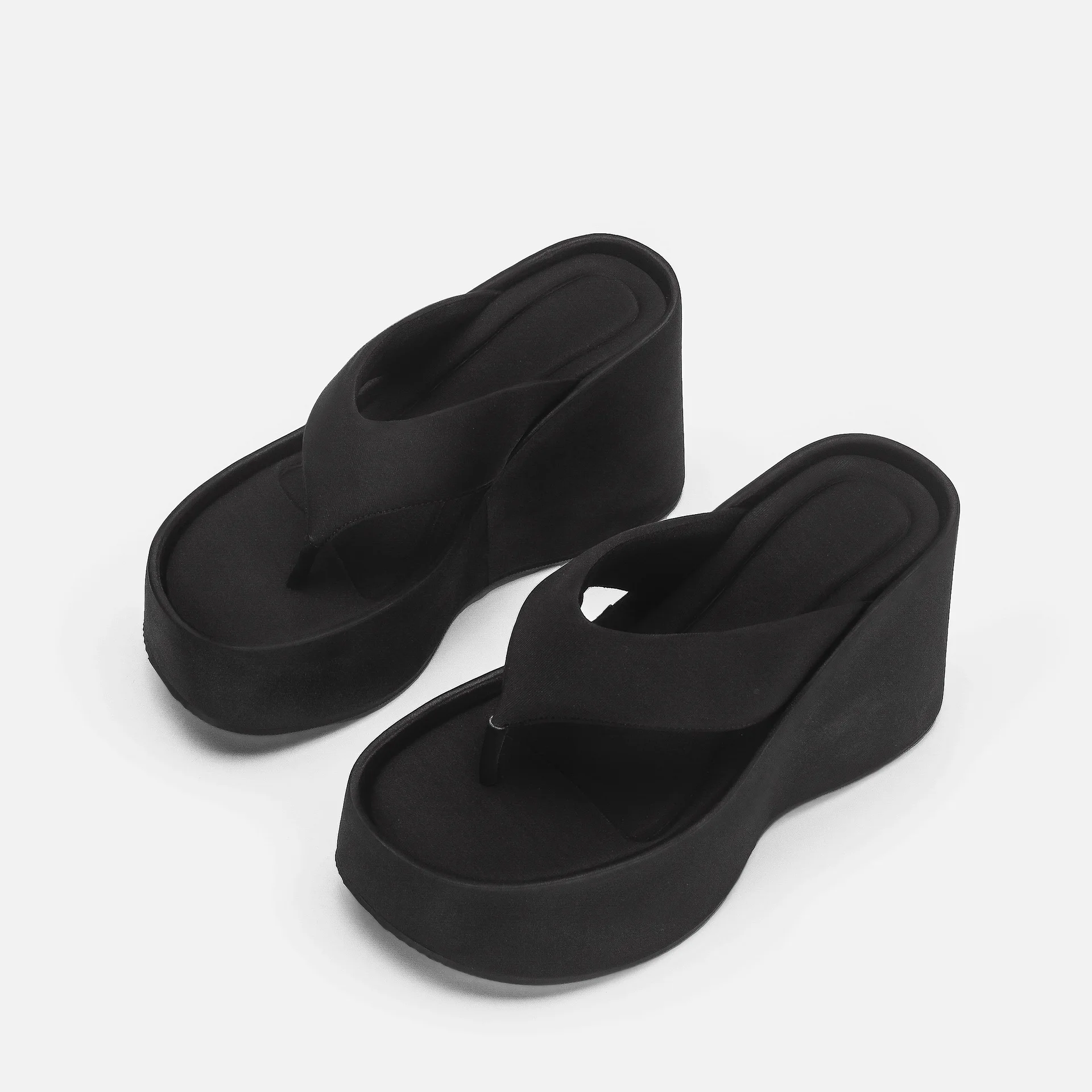 Flip Flops Women Spring/Summer New Fashion Thick Sole Slippers Women's Versatile High Heel Slope Heel Transparent Sandals