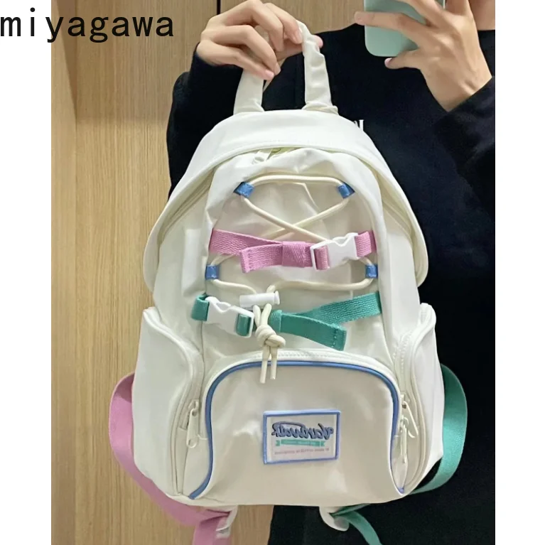 Miyagawa Vintage Girl Junior High School Student Backpack Cute Sweet Picnic Backpacks Bags for Women School Backpacks