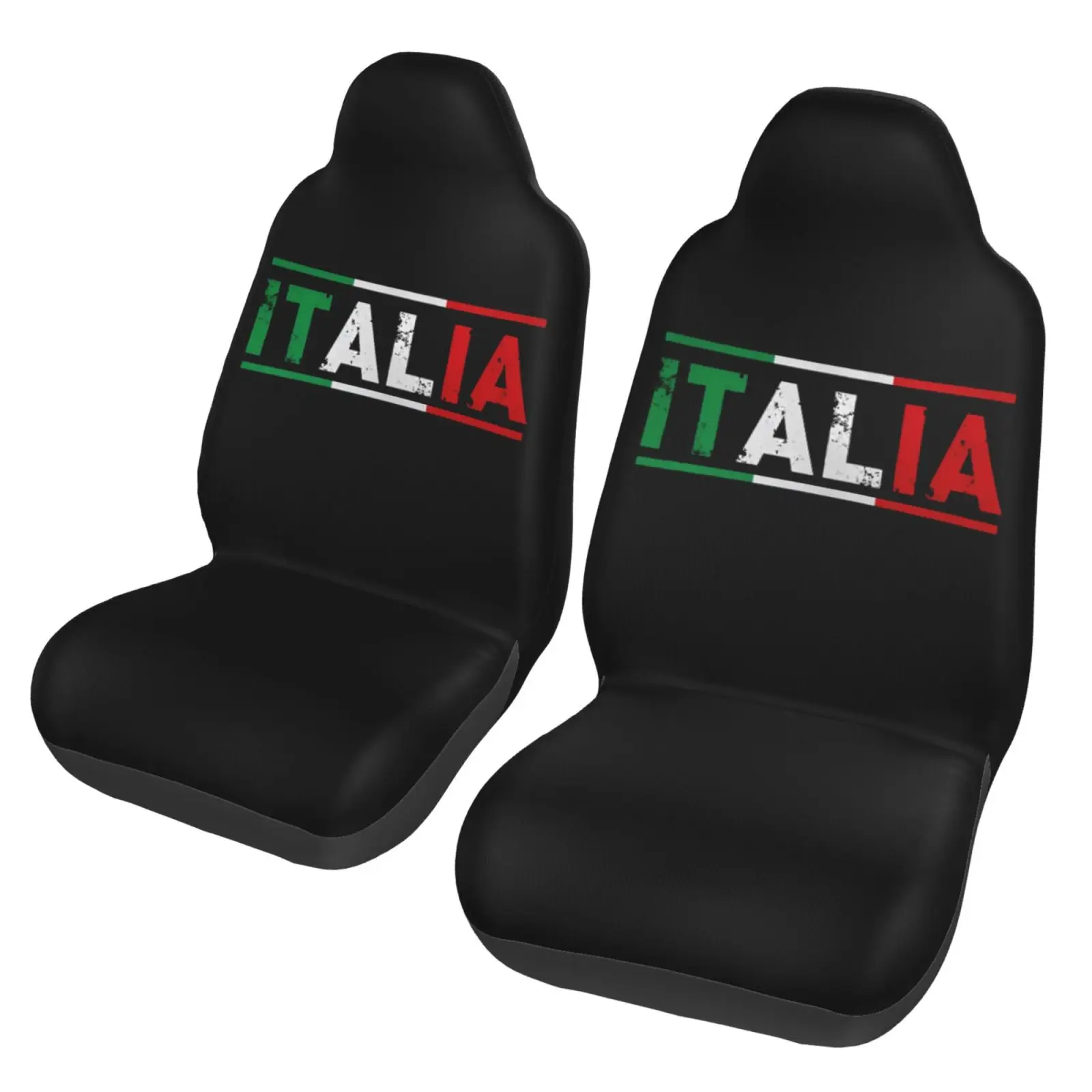 Flag of Italy Text Universal Seat Cover Seat Cushion Four Seasons Car Accessories Interior for Men Car Cushion Seat Covers 2pc