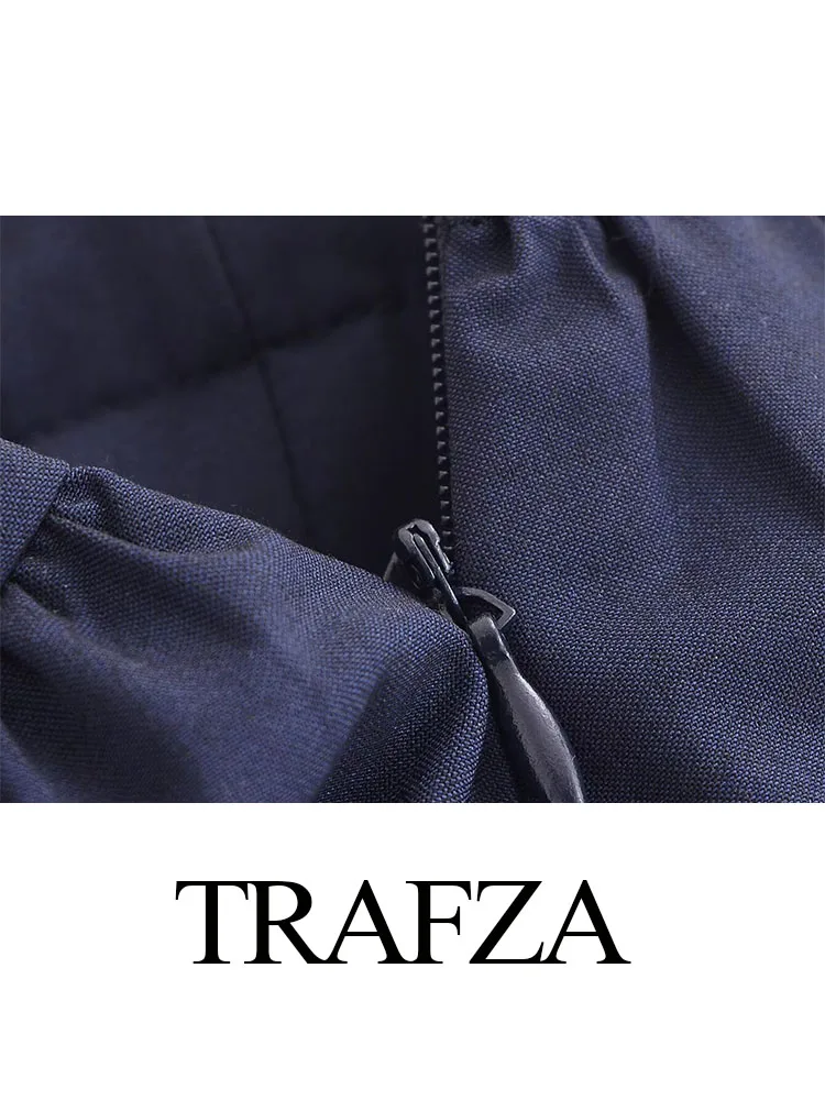 TRAFZA-minissaia chique decorada para mulheres, slim fit, cintura média, zíper lateral, saia curta decorada, desgaste de rua, verão, novo