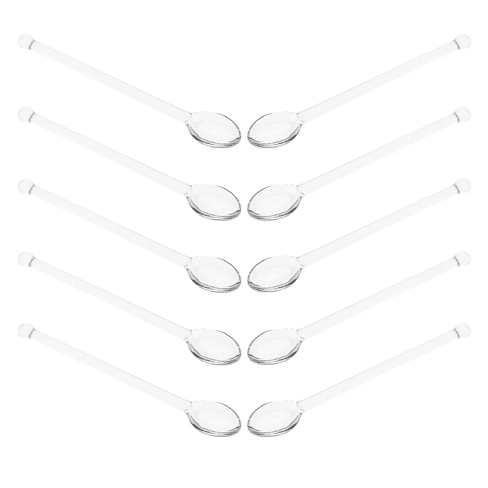 

10Pcs Glass Stirring Spoons Transparent Heat Resistant for Coffee Tea Cocktail Dessert Mixing Clear Elegant Design Kitchen Party