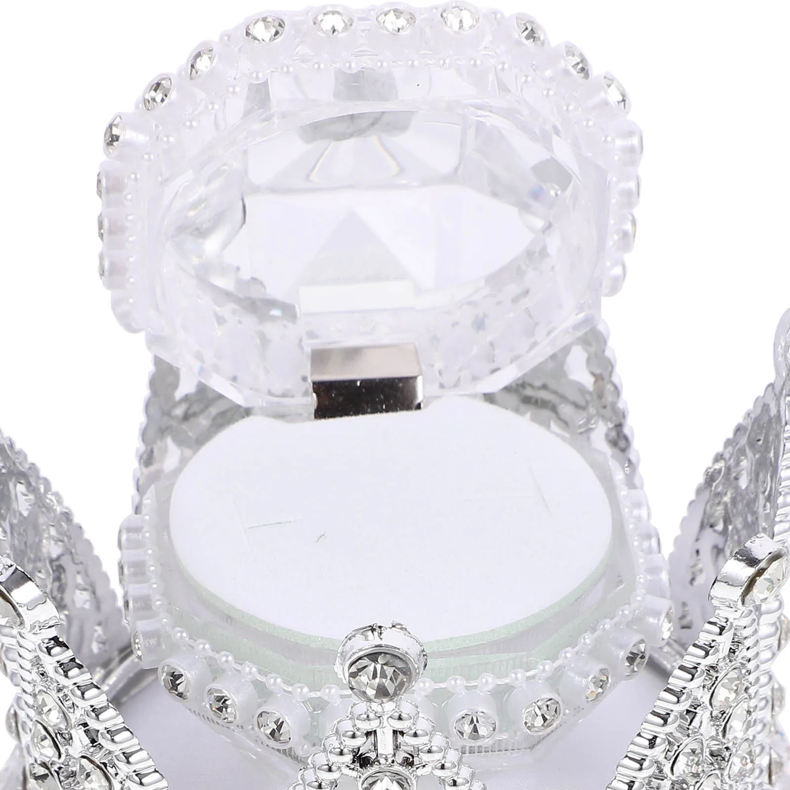 

Коробка для обручальных колец в форме короны, инкрустированный стразами, компактный портативный чехол для колец для предложения, держатель для хранения юбилейных ювелирных изделий