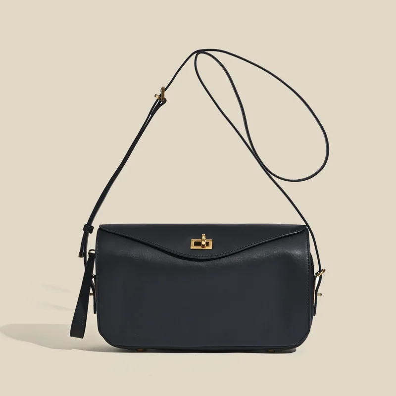 

2026 Spring New Luxury Brand Genuine Leather Women Shoulder Fashion Gold Lock Handbags Women Cowhide Square Crossbody Bags Woman