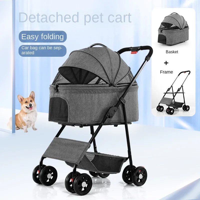 

Pet Cart Lightweight Foldable Detachable Small and Medium-sized Dog Cat Dog Portable Detachable Cart