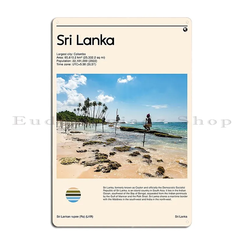 Visit Sri Lanka Travel Poster Metal Plaque Poster Wall Decor Create Create Cinema Wall Cave Tin Sign Poster