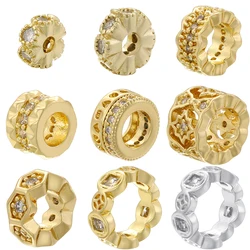 3pcs/lot,18K Gold-Plated Bead Micro-Zircon DIY Handmade Beaded Spacer Bracelet Necklace Accessories Materials: VZ428-VZ435