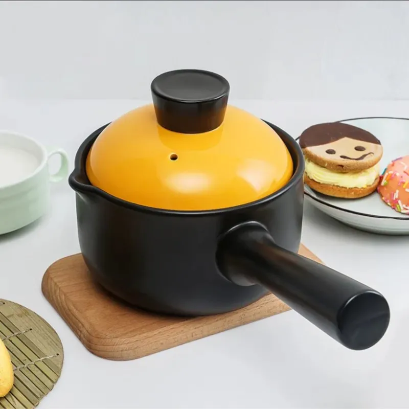 Uncoated Ceramic Small Casserole Milk Pot Congee Instant Noodles Pot Baby Food Pot Household Cooking Utensils Casserole ZI581