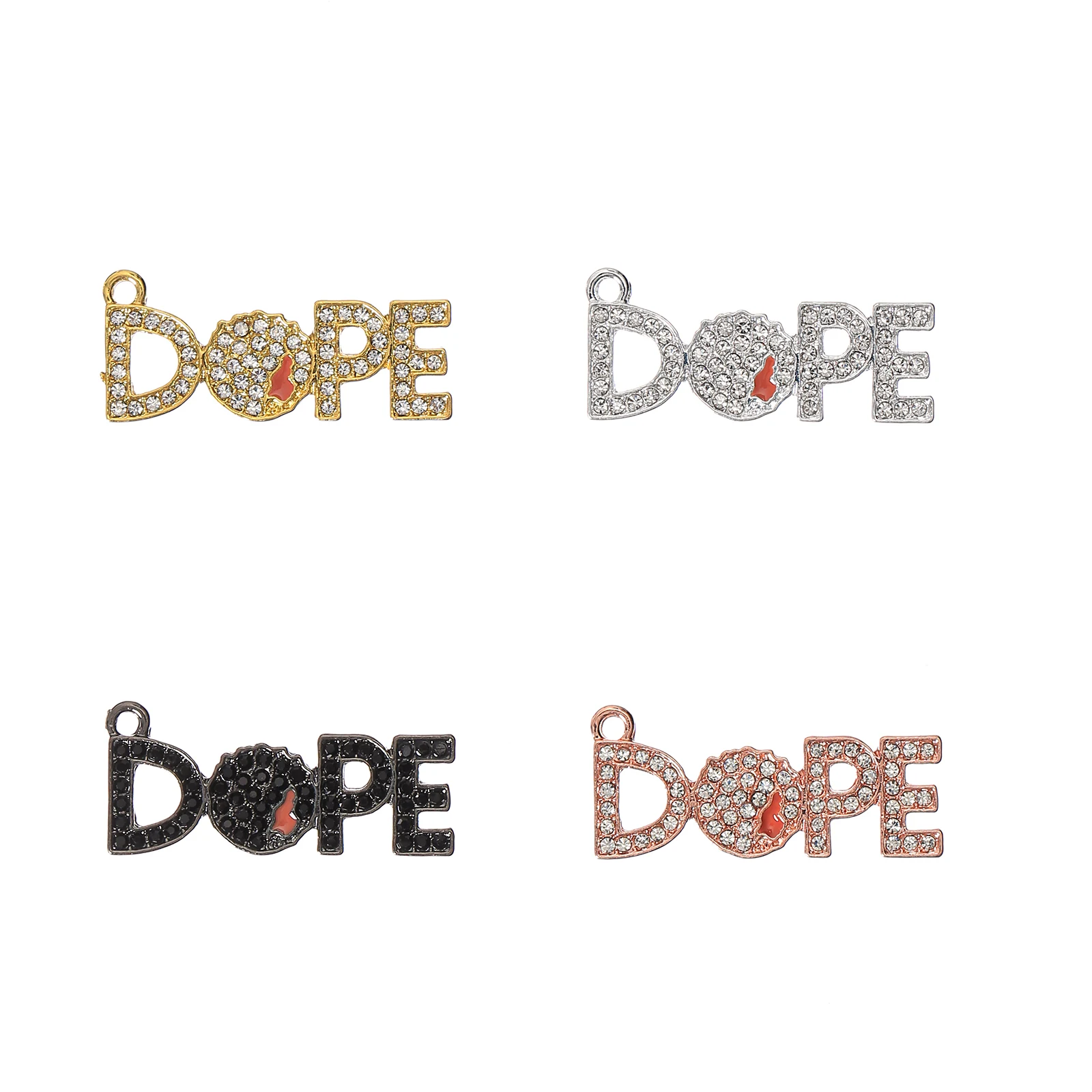 

10pcs Dope Letter Charms with Rhinestone for DIY Bracelet Bangle Making LTC0423-LTC0426