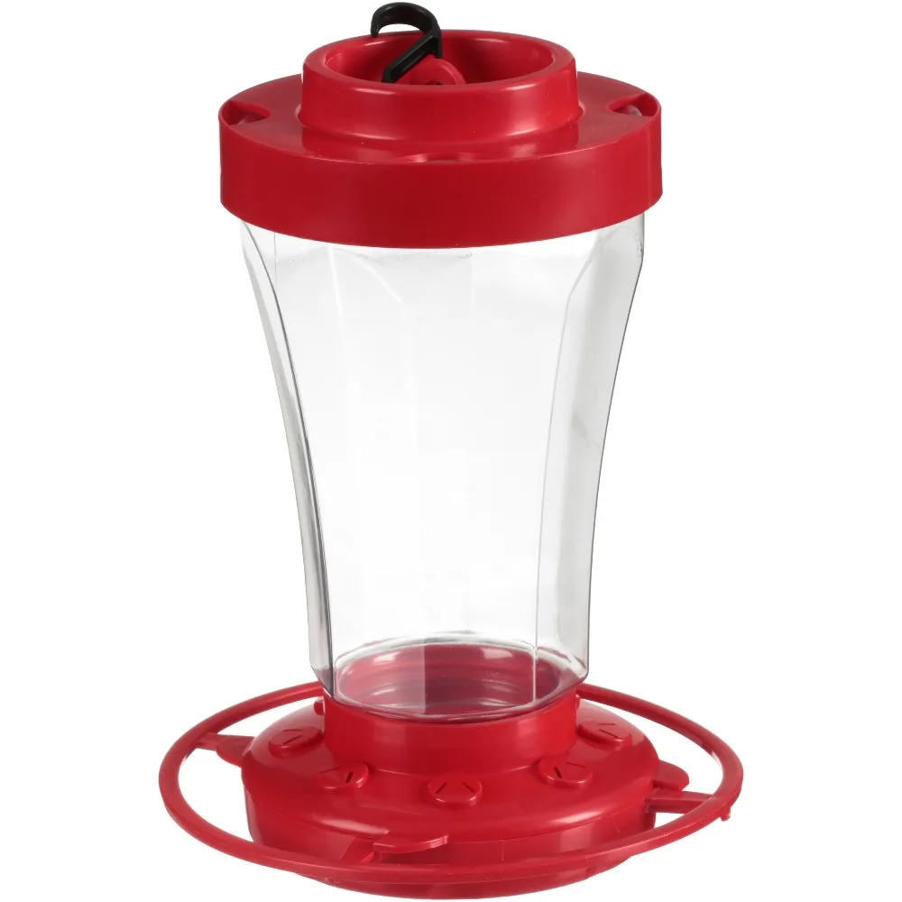 Hummingbird Feeder 32 oz Red Glass Bottle with Ant Moats and 10 Feeding Ports for Outdoors Garden Hanging Window Decoration Attract Wild Birds Nectar