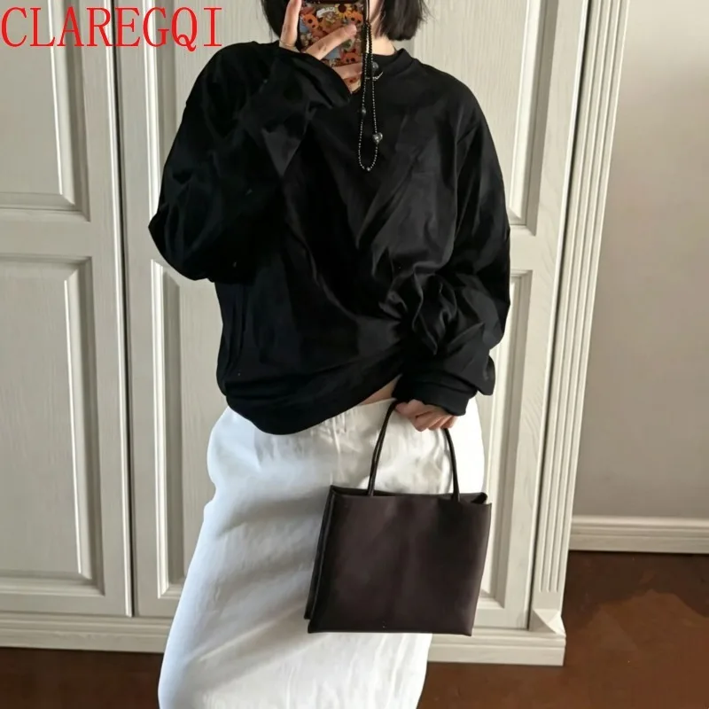 CLAREGQI Fashion Relaxed And Simple Leather Bags Women Large Capacity Cosy Handbagger All Match Commuting Sheepskin Holiday Bag