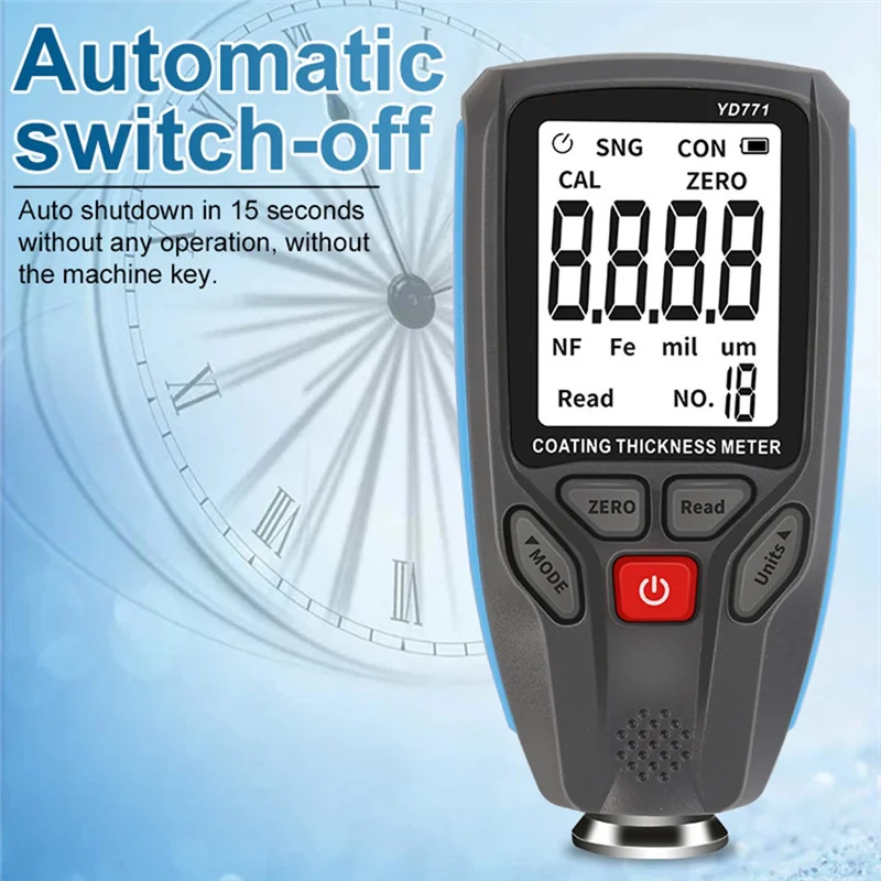 AT05-YD771 1300Um Fe/Nfe Coating Tester Digital Thickness Gauge With Backlight Display For Car Paint Film Measurement Meter