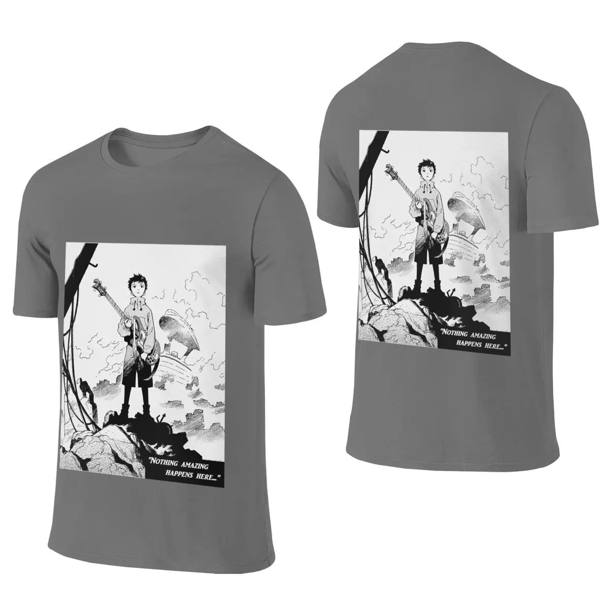 Nothing Amazing Happens Here Unisex Reversible T-shirt Japanese-Style Vibe Rich Color Short Sleeve