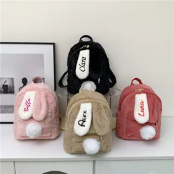 Mochila de pelúcia personalizada para mulheres, orelhas fofas, bolsa nova, outono e inverno