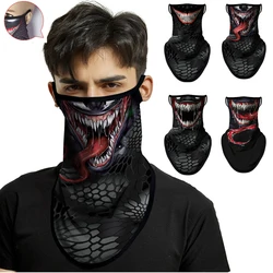 Customized 3D Venom Half Mask Balaclava Army Bandana Men Punisher Neck Gaiter Motocycle Face Shield Earloop Mask Headband Summer