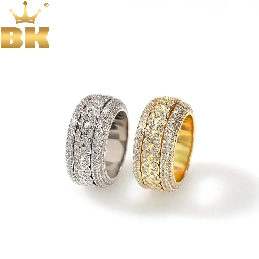 TBTK Whirling Rings 11mm Cubic Zirconia Ring Men Women Gold Color 5 Rows Cz Hiphop Rapper Ring Jewelry wholesale