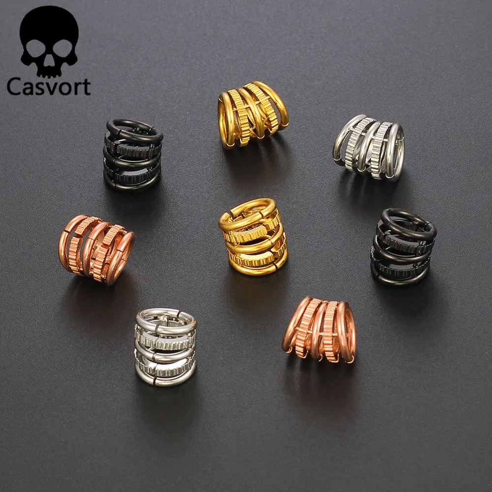 Casvort  10 PCS Wholesale 00g Stacker Rings Lobe Cuff Ear Gauges Plugs Tunnels Stretcher Clip on Cartilage Wedding Body Jewelry