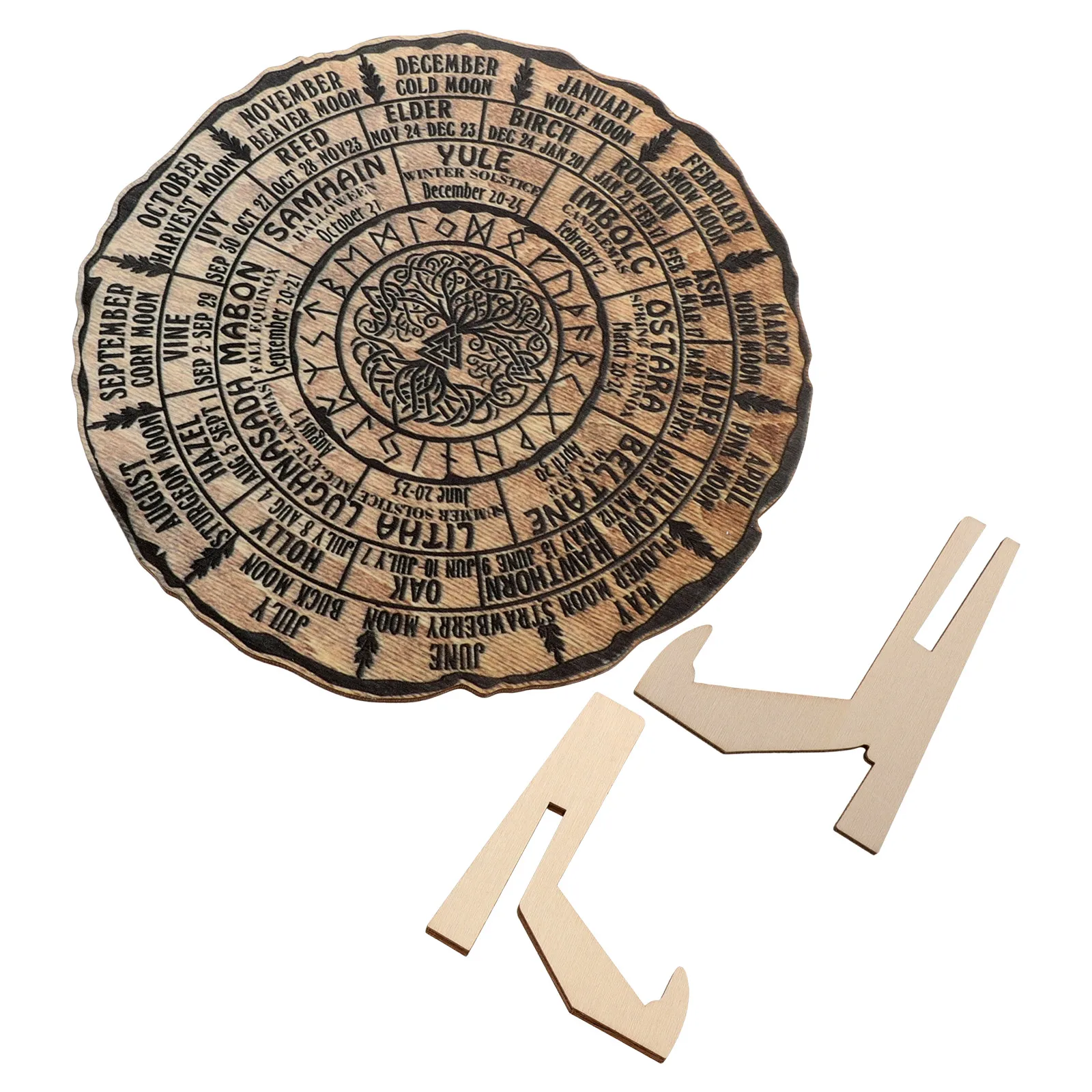 

Wooden Decorations Wheel Of The Year Tree Decor Study Wood Sign Home Ornament Wooden Tree Ring Calendar Calendar