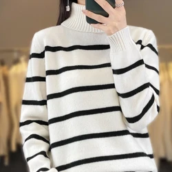 2024 Autumn and Winter New Cashmere Sweater Women Turtleneck Pullover Sweater Warm Loose Knitted Sweater Women