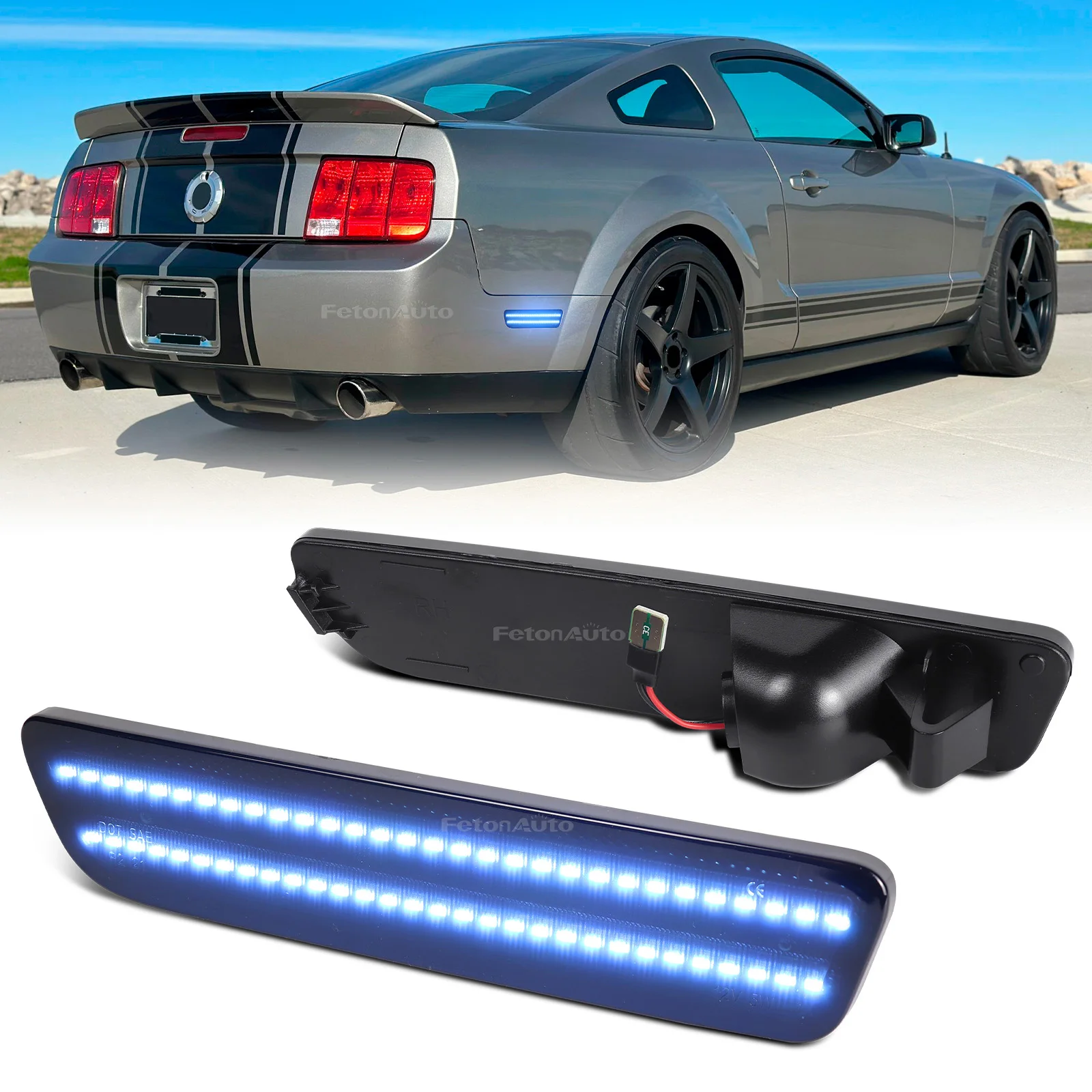 Blue Green Pink Purple Fender Lamp for Ford Mustang 2005-2009 LED Parking Lamp Rear Bumper Side Marker Lights Indicator