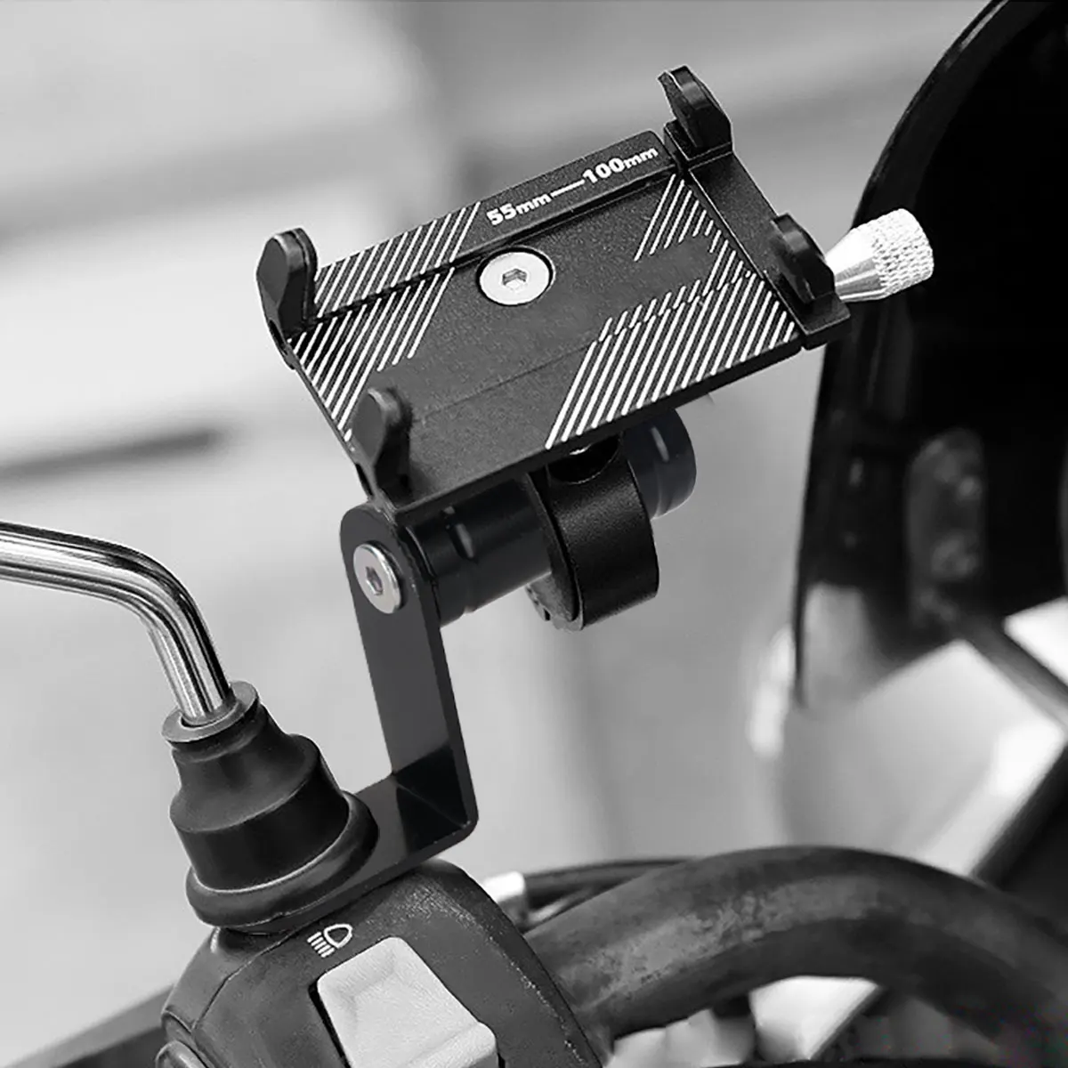 1x Motorcycle Bicycle Phone Holders Handlebar Stand Rearview Mirror Mount Extender Brackets Universal Aluminum Alloy Clamps