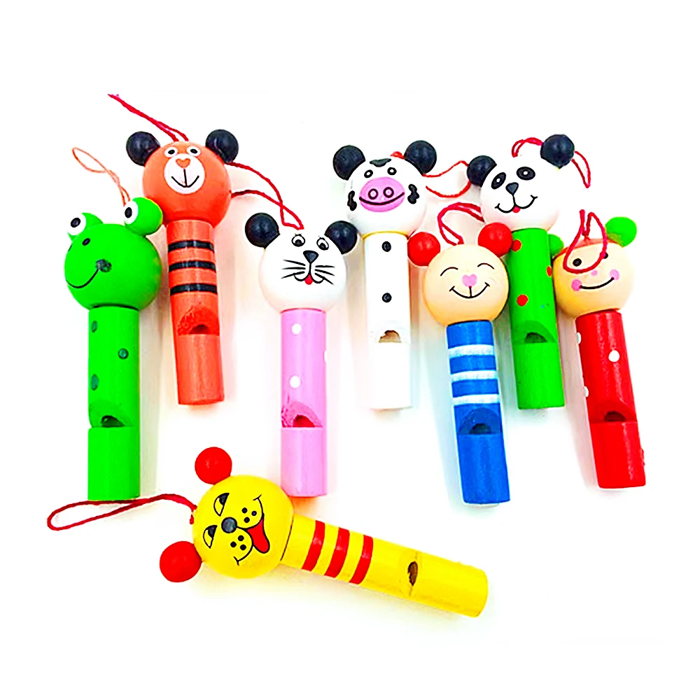 8/30Pcs Drewniany Mini Śliczny Gwizdek Zwierzęta Zabawki Dzieci Urodziny Party Baby Shower Prezent Pinata Wypełniacz Chłopcy Dziewczynki Impreza Torba na prezenty Zabawki