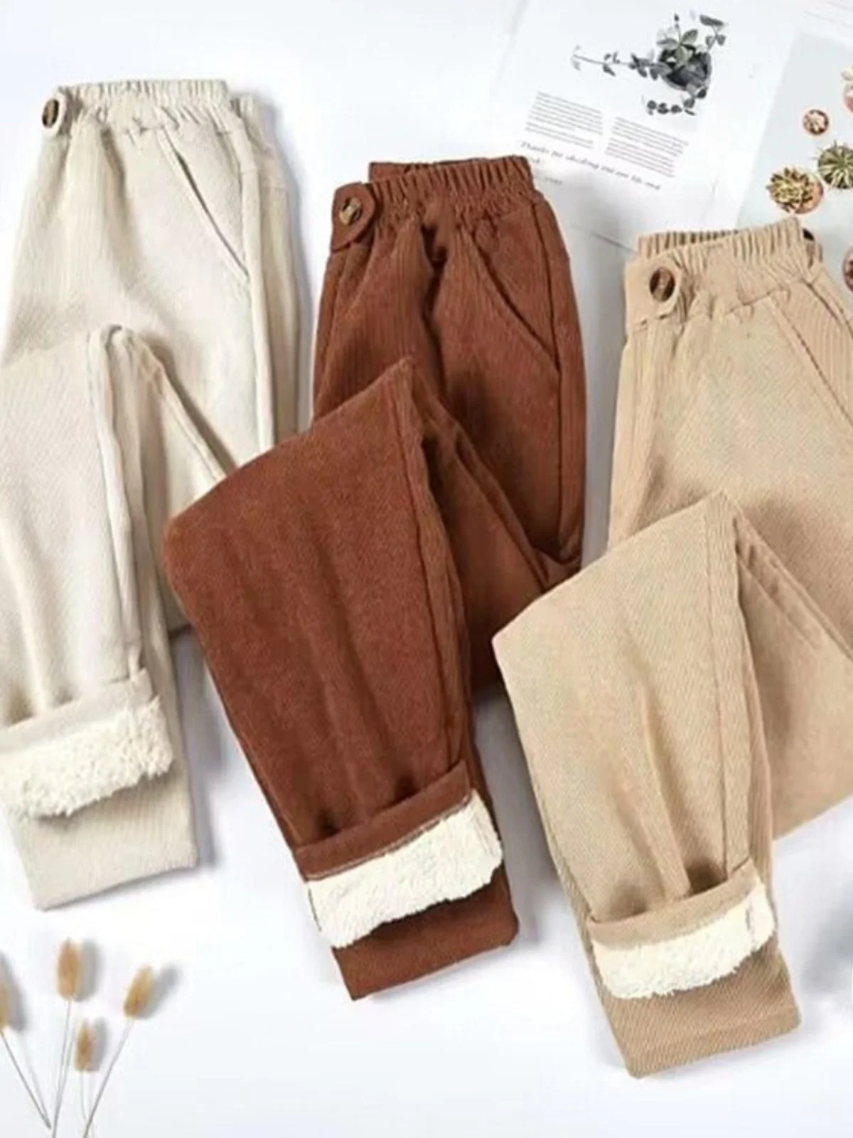 

Бархатные вельветовые спортивные брюки ягненка, женские свободные брюки Харлан, осенне-зимние новые повседневные брюки в Корейском стиле