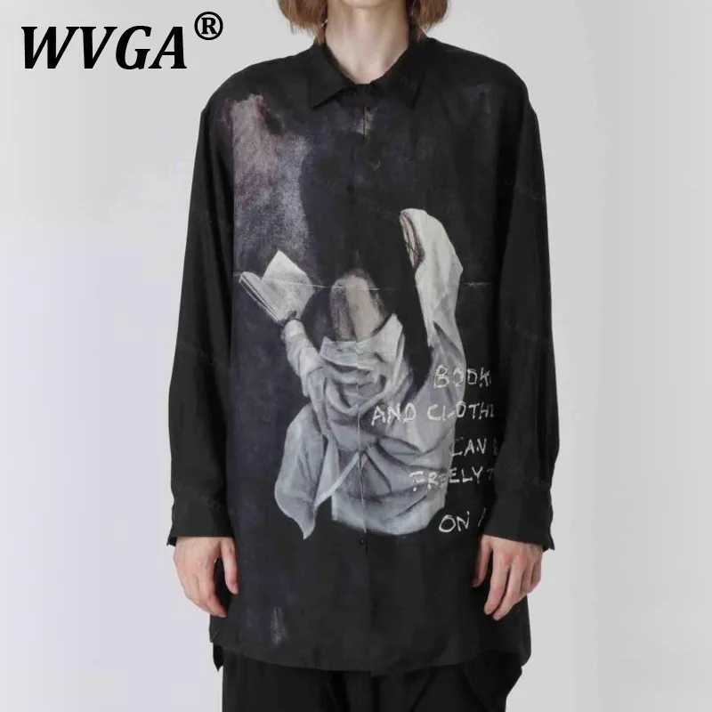 

WVGA Весна Лето Новый Мужской Прилив High Street Шелковый Печатный Дизайн Модные Рубашки С Длинным Рукавом Нишевая Шикарная Повседневная Рубашка Ins Y2K W9643