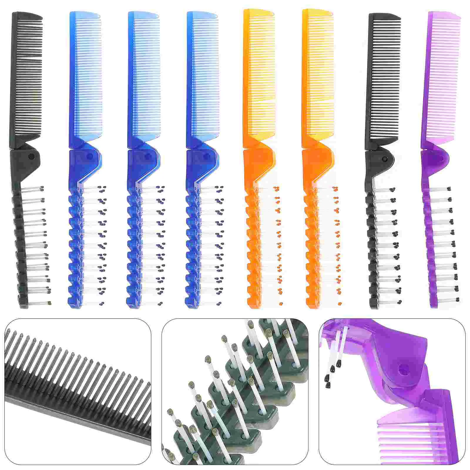 8 Pcs Folding Comb Boar Bristle Hair Brush for Men Foldable Portable Straightener Double-Heade Man