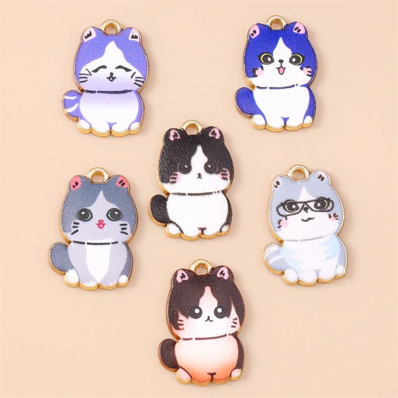 20 Stück 14x21mm Cartoon-Emaille-Tieranhänger Katzen-Charms für die Herstellung von Ohrringen, Halsketten, Armbändern, DIY-Bastelarbeiten und Schmuckzubehör – Detail 11
