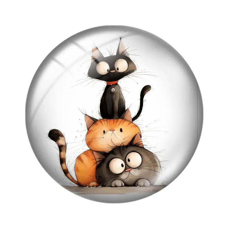 Funny Cats 10pcs 12mm/18mm/20mm/25mm Round photo glass cabochon demo flat back Making findings image 6