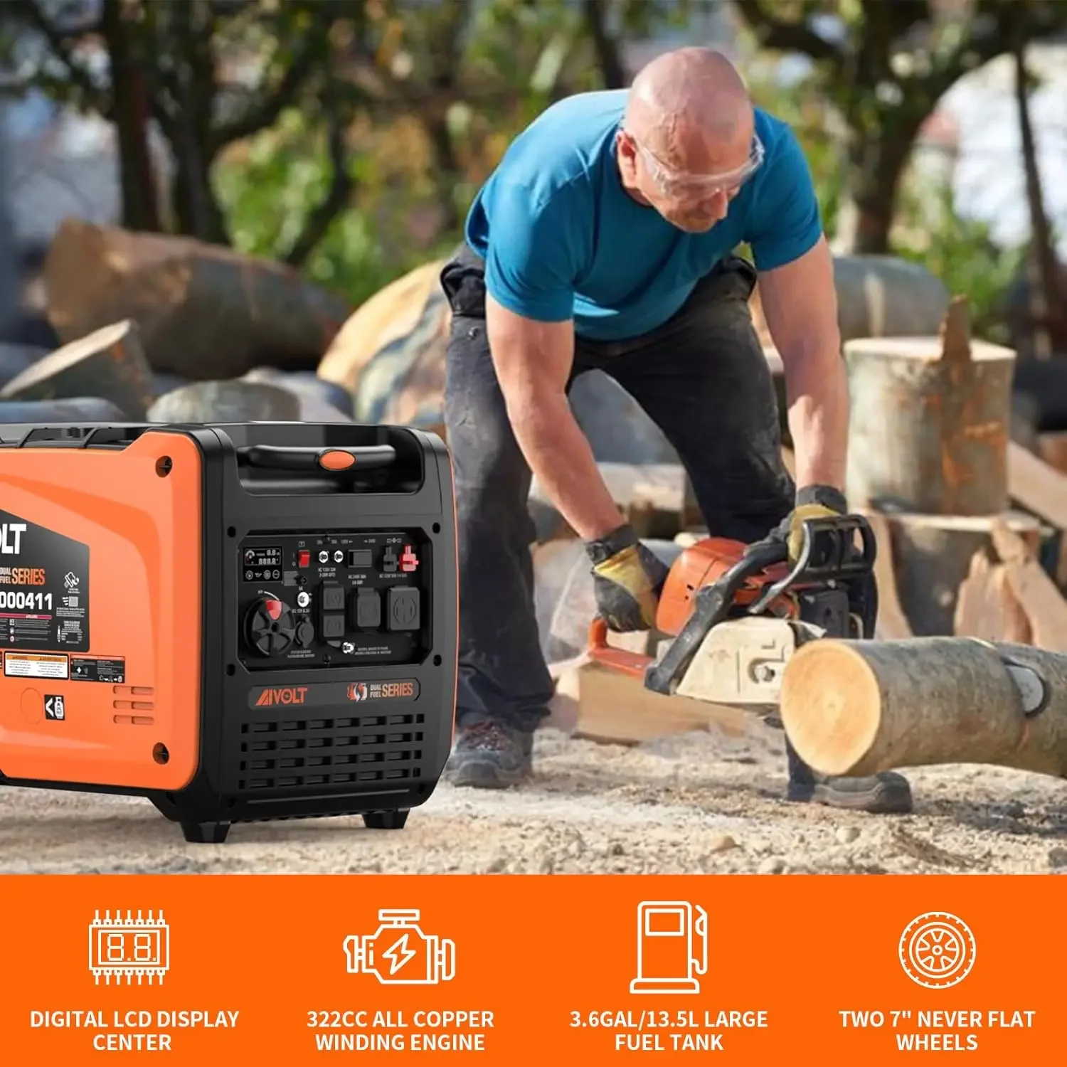 [XMSJ-Limited Stock, Buy Now!]Dual Fuel Inverter Generator 8000 Wattages 50 Amp Gas Propane Powered Super Quiet Portable Inverte