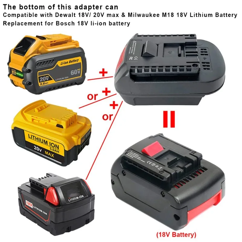 ALASICKA Battery Adapter DM18BSL for Dewalt 20V for Milwakee 18V Li-ion Battery Convert To for Bosch 18V Li-ion Cordless Tools