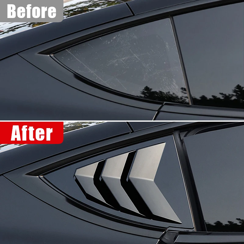 ألياف الكربون سيارة الخلفي الثلاثي كوة الإطار الزخرفية ملصقات الكسوة اكسسوارات ل تسلا نموذج Y 2021 2022 2023 2024 2025 #2