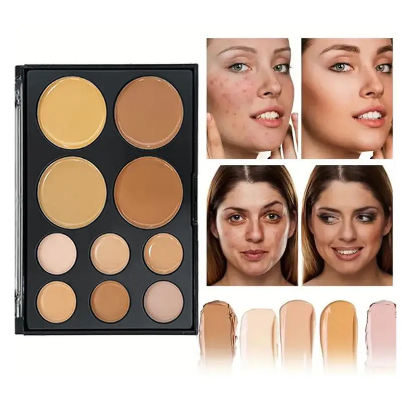 10 Colors Contour Palette Contour Highlighter Palette Color Correcting Tear Trough Concealer Palette Face Contour Cream Palette