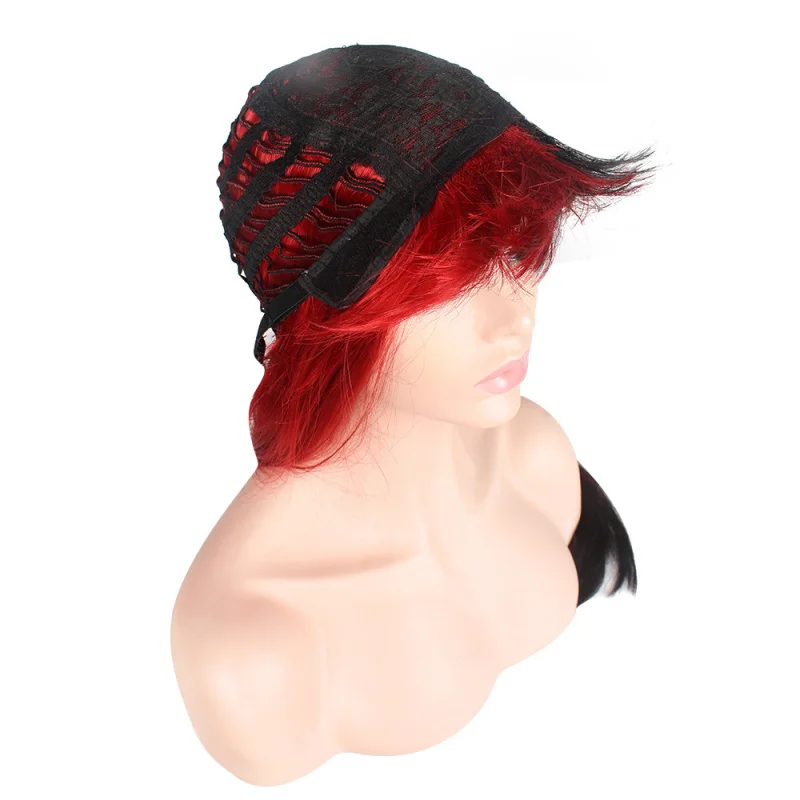 عبر الحدود أوروبا وأمريكا COSAnime شعر مستعار ملون أسود أحمر يين يانغ خوذة للنساء شعر طويل كبير متموج مجعد الشعر مع B #5