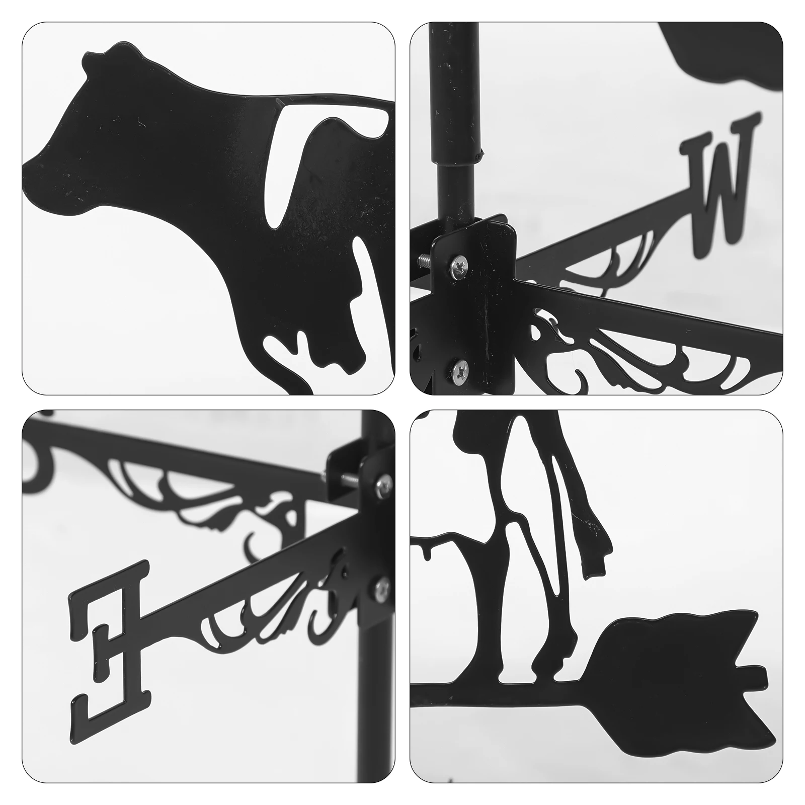 

3D Cow Wind Vane Metal Decoration Outdoor Rooftop Weather Direction Indicators Iron Decorative Yard Weathervane Animal