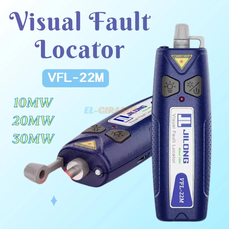 JILONG VFL-22M Visual Fault Locator Fiber Optic Cable Tester Up To 10/20/30KM VFL Stable Strong Laser Standard SC FC ST FTTH