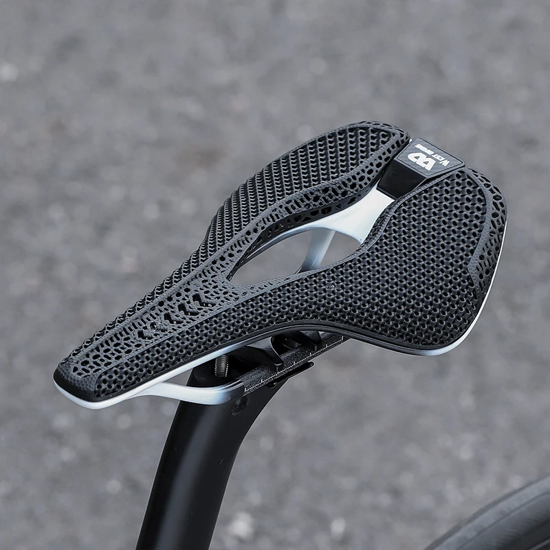 WEST BIKING 3D Printed T800 Carbon Fiber Saddle Ultralight Road Bike Short Nose Racing Saddle Exclusive bracket With Tail Lights